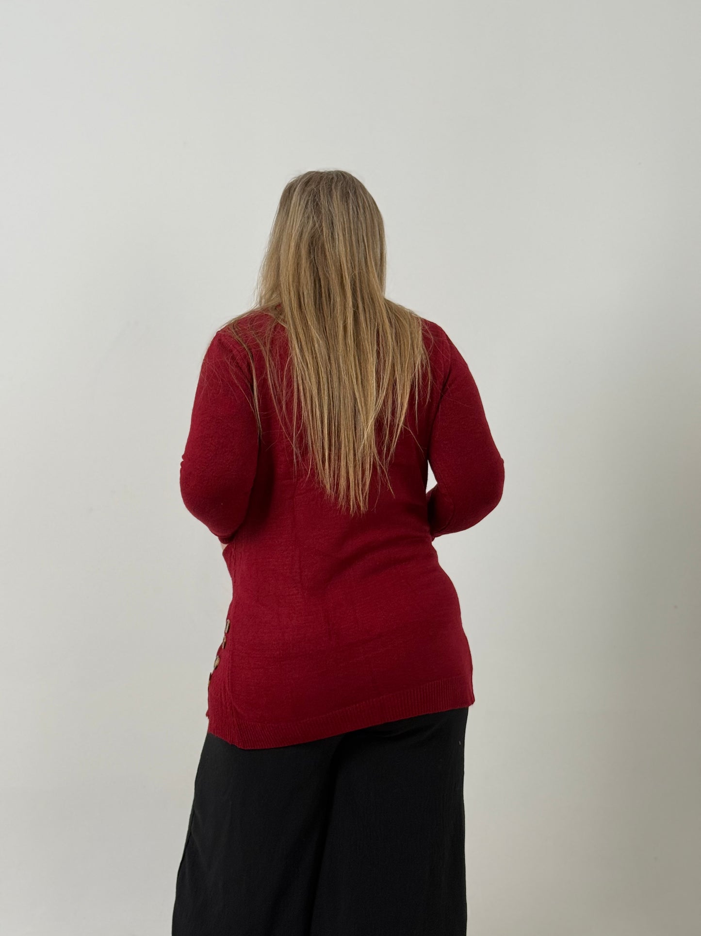 Cardigan Tejido Rojo Clásico con Bolsillos – Elegancia y Confort