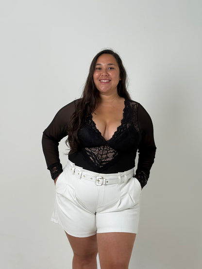 Body con Diseño Tul – Negro