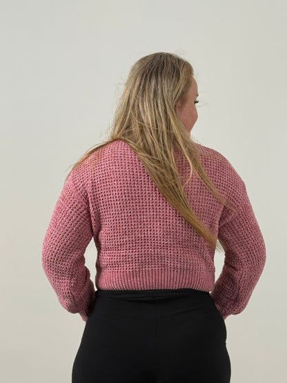 Sweater Tejido Cuello Alto en Tono Rosado – Elegante y Súper Abrigado