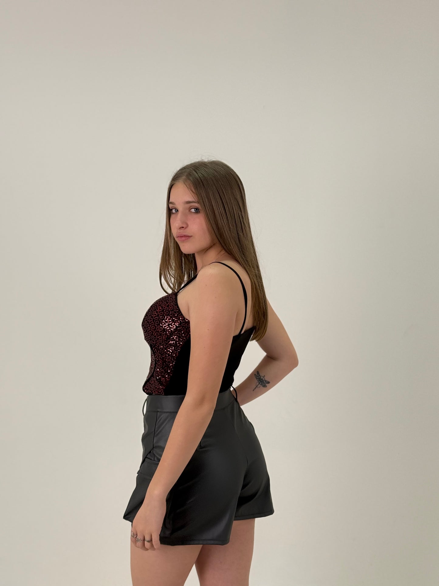 Top de Fiesta Brillo – Rojo