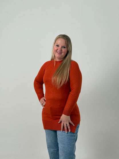 Sweater Largo Tejido Rojo  – Básico, Abrigado y Súper Combinable