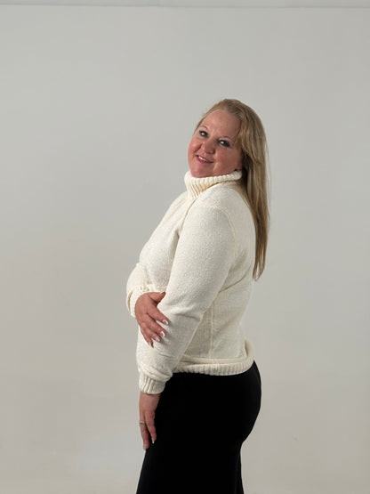 Sweater Tejido Cuello Polera Crudo – Abrigado y Clásico