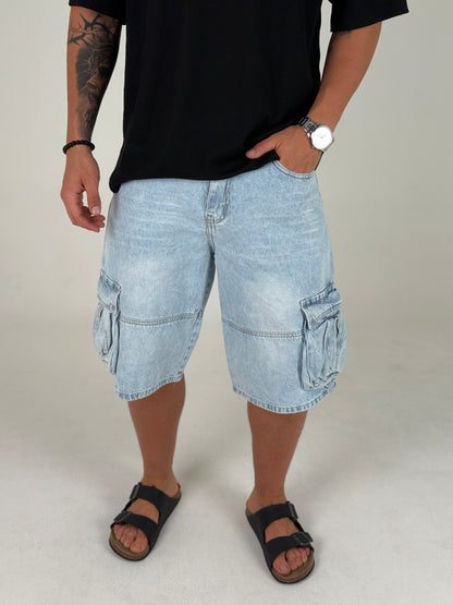 Bermuda Cargo Oversize Celeste