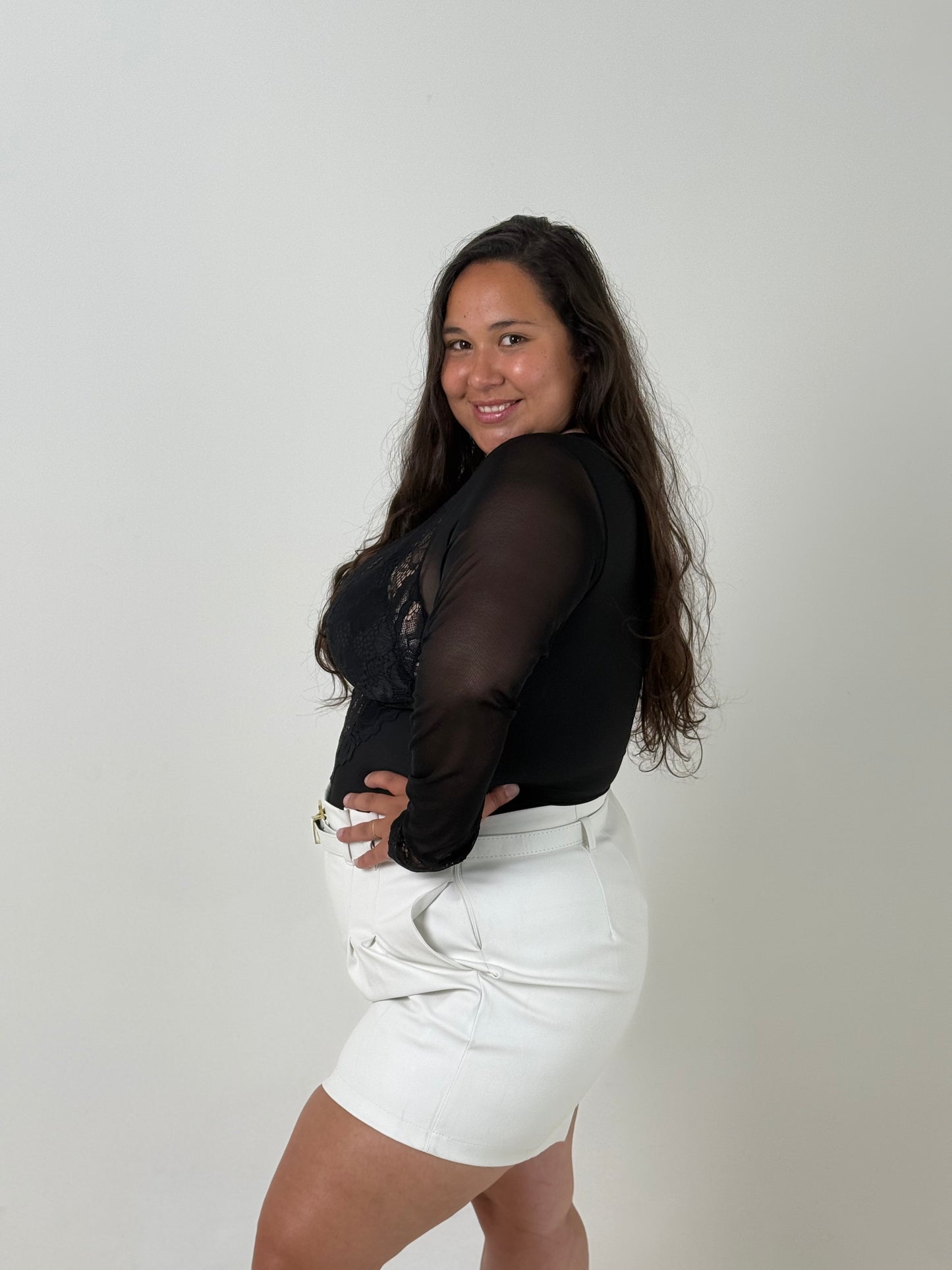 Body con Diseño Tul – Negro