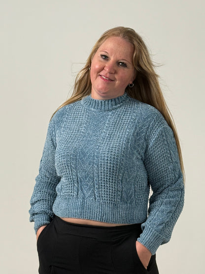 Sweater Tejido Cuello Alto en Tono Celeste – Elegante y Súper Abrigado