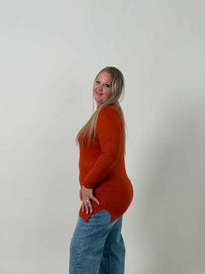 Sweater Largo Tejido Rojo  – Básico, Abrigado y Súper Combinable