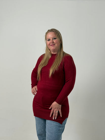 Sweater Largo Tejido Bordo  – Básico, Abrigado y Súper Combinable
