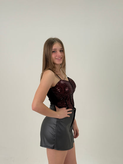 Top de Fiesta Brillo – Rojo