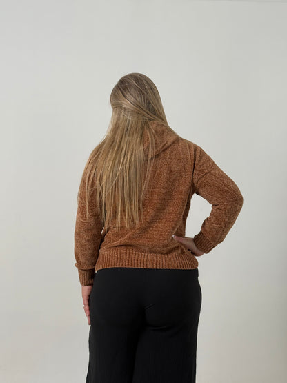 Buzo Tejido con Capucha Marron – Abrigado y Súper Cómodo