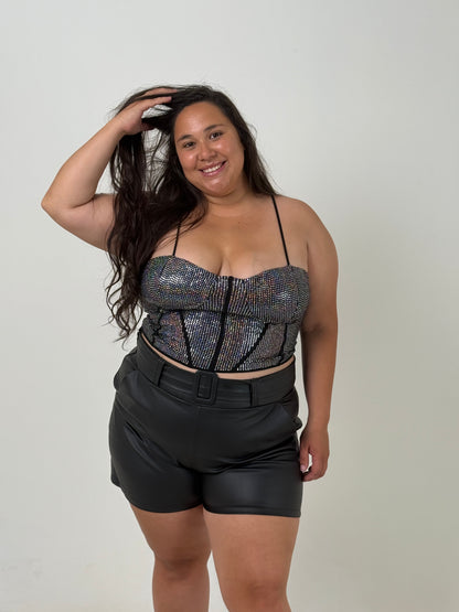 Top Brilloso Plus Size – Plateado