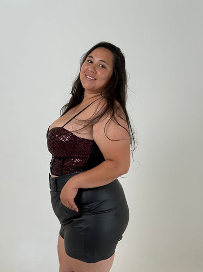 Top Brilloso Plus Size – Rojo