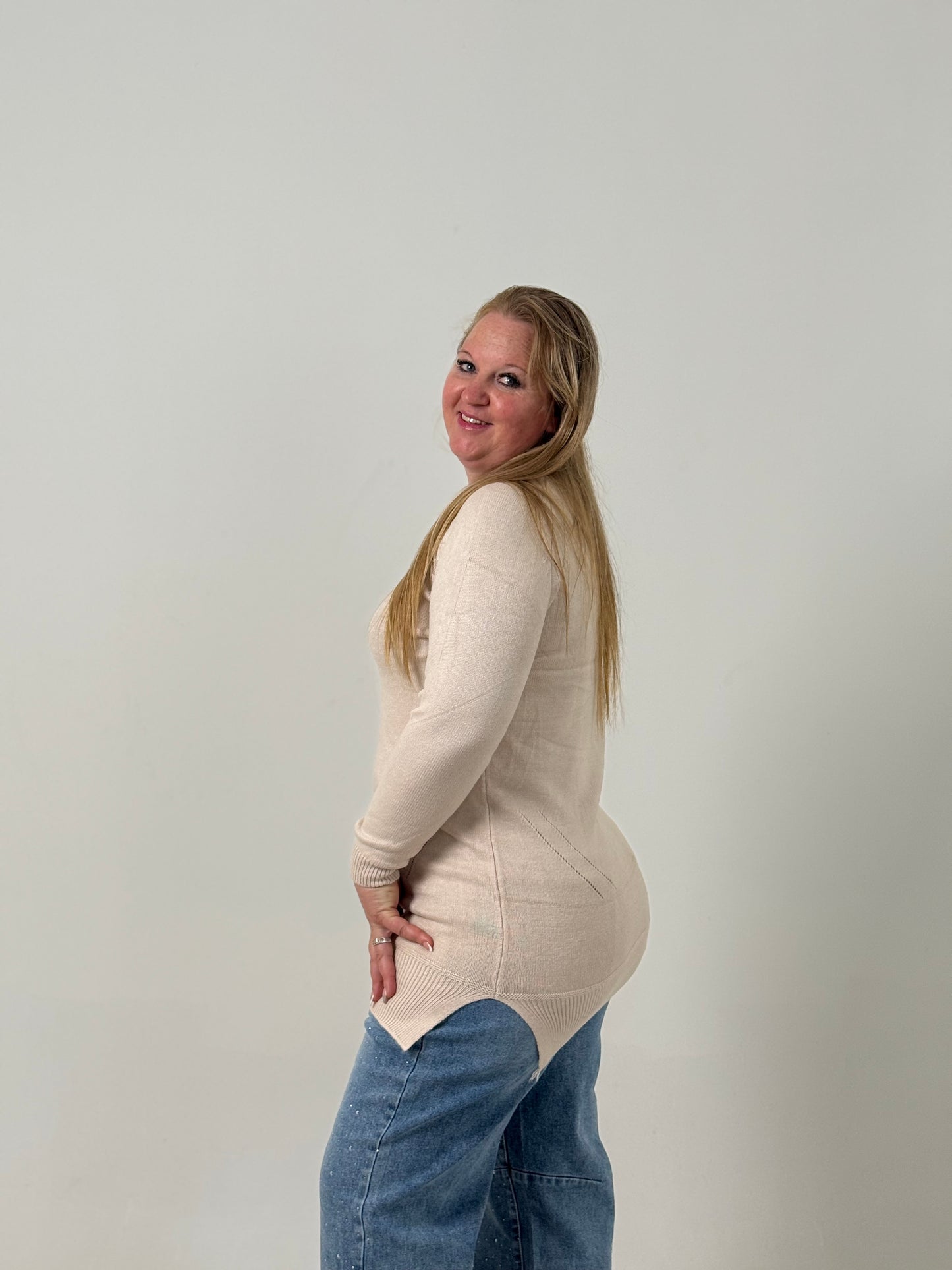 Sweater Largo Tejido Crudo  – Básico, Abrigado y Súper Combinable