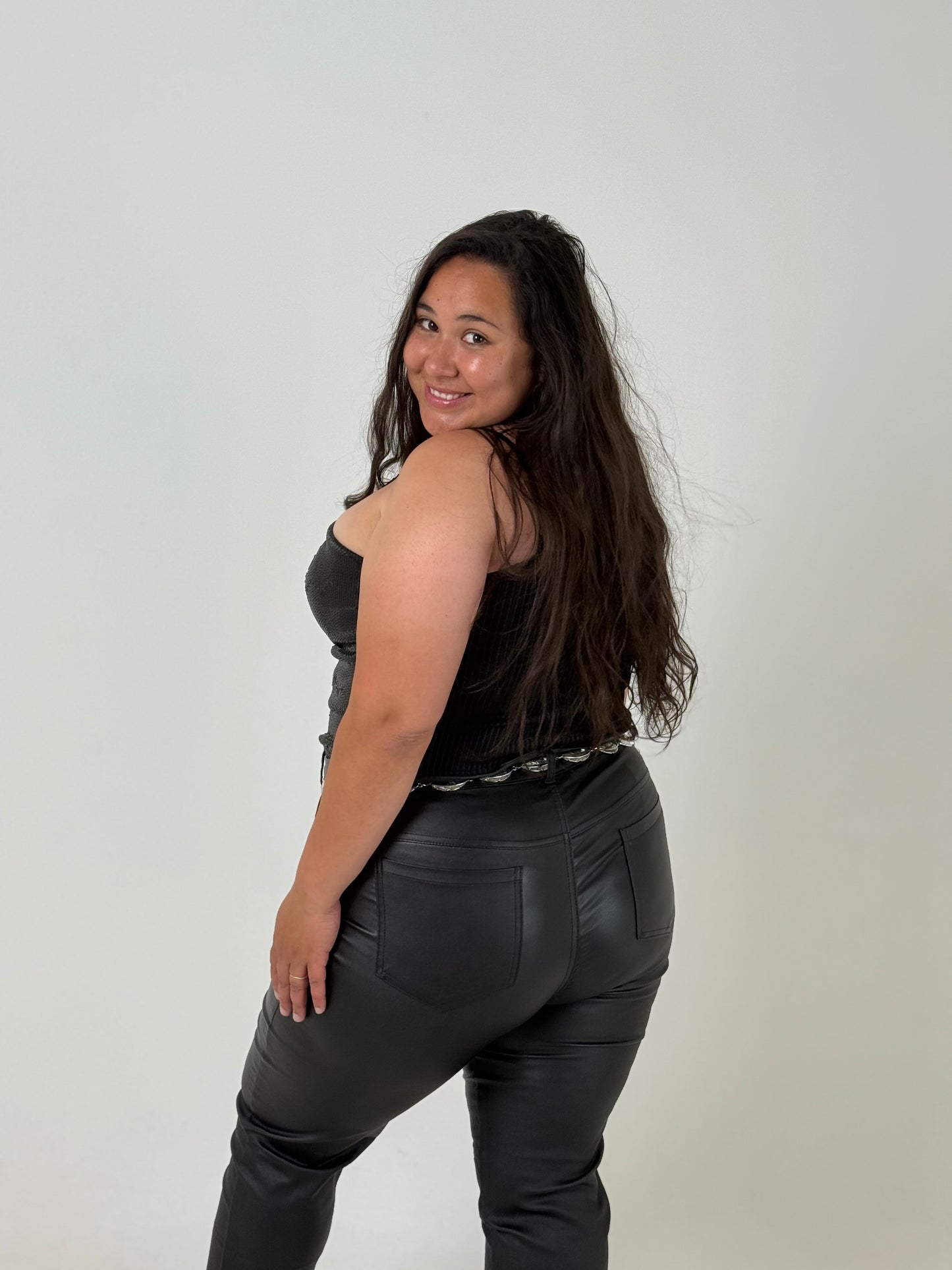 Top Brilloso Plus Size – Negro