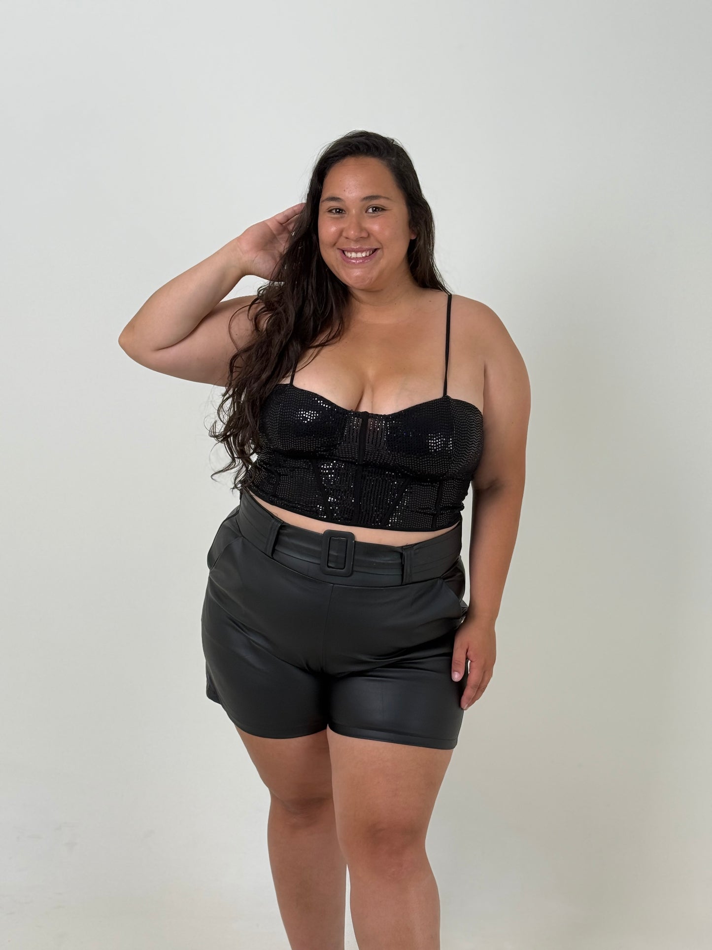 Top Brilloso Plus Size – Negro
