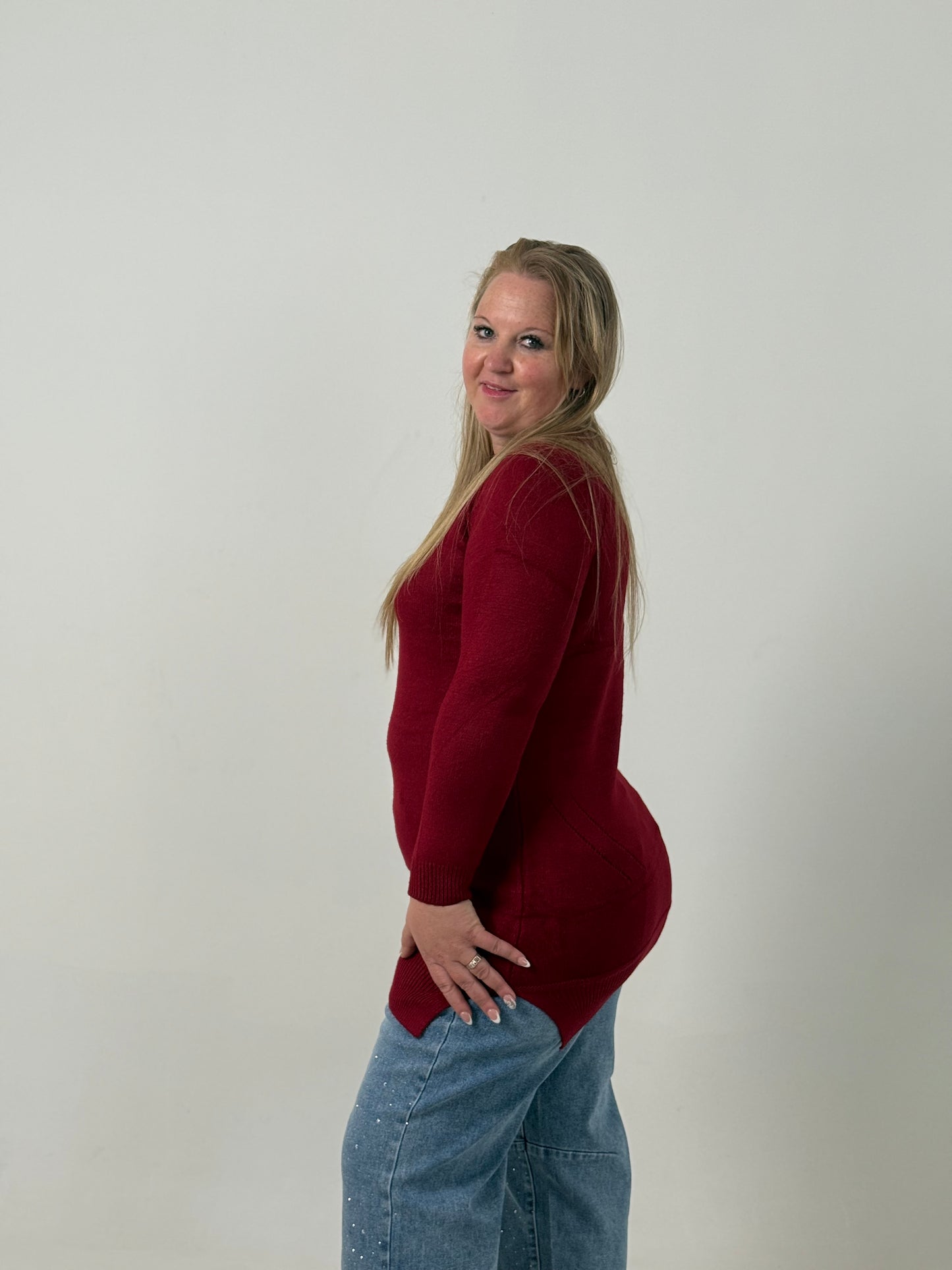 Sweater Largo Tejido Bordo  – Básico, Abrigado y Súper Combinable