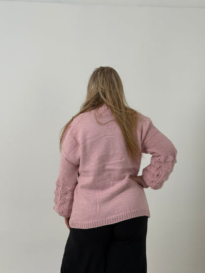 Cardigan Tejido Rosado con Bolsillos – Abrigo Elegante y Cómodo
