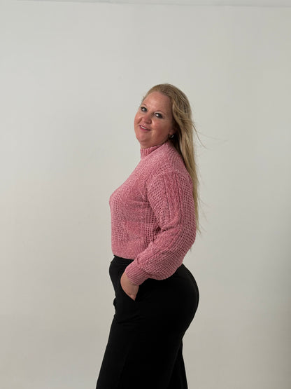 Sweater Tejido Cuello Alto en Tono Rosado – Elegante y Súper Abrigado