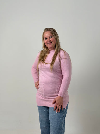 Sweater Largo Tejido Rosado  – Básico, Abrigado y Súper Combinable