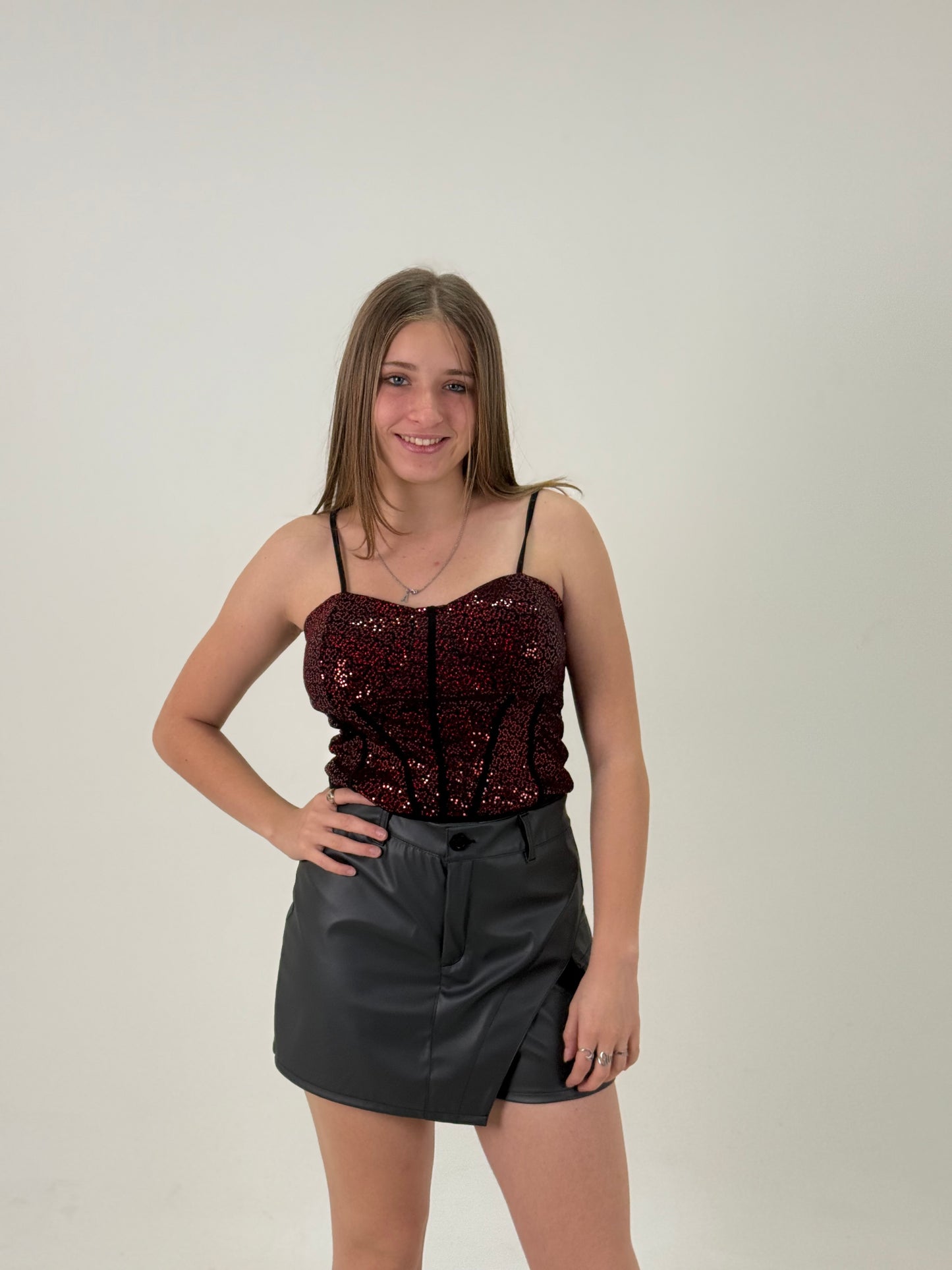 Top de Fiesta Brillo – Rojo