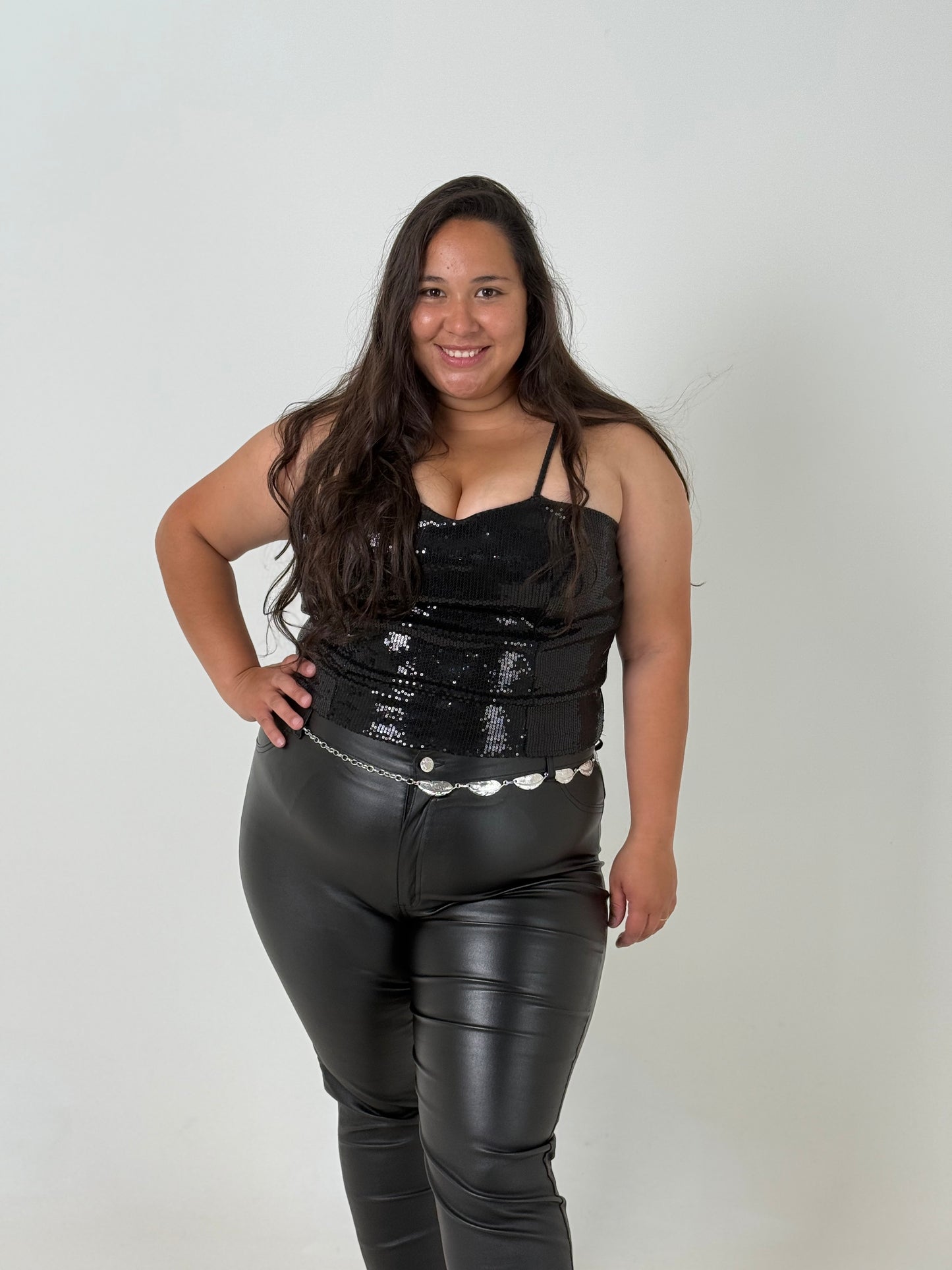 Top Brilloso Plus Size – Negro