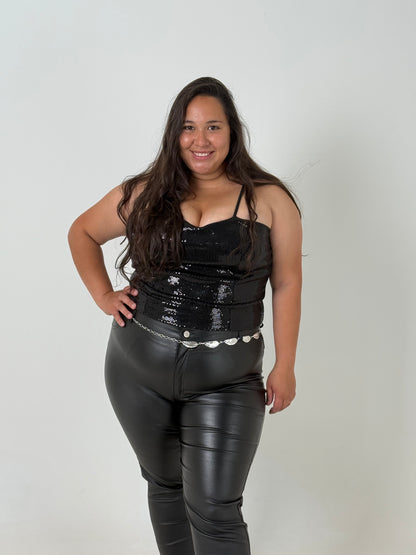 Top Brilloso Plus Size – Negro
