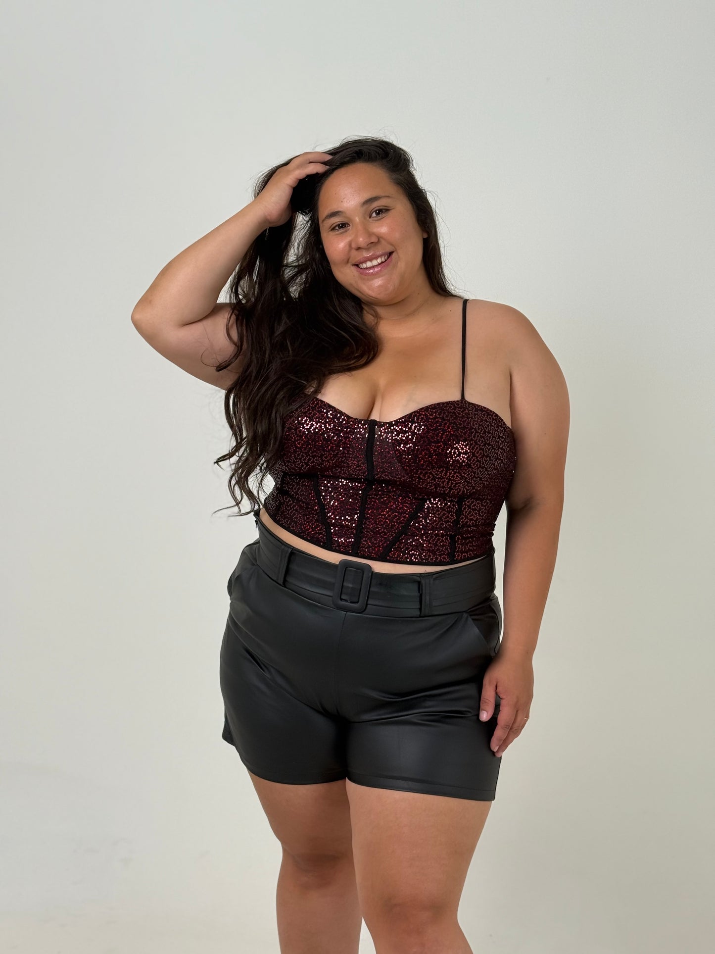 Top Brilloso Plus Size – Rojo
