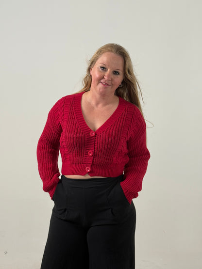 Cardigan Crop Tejido con Botones – Moderno y Súper Canchero