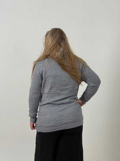 Campera Tejida Gris con Cierre y Capucha – Cómoda y Abrigada