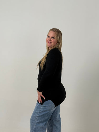 Sweater Largo Tejido Negro  – Básico, Abrigado y Súper Combinable