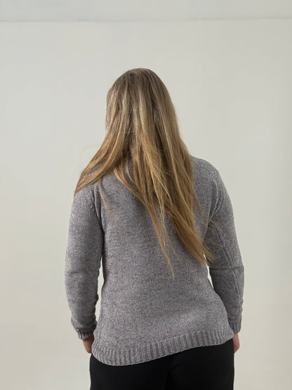 Sweater Tejido Cuello Polera Gris – Abrigado y Clásico