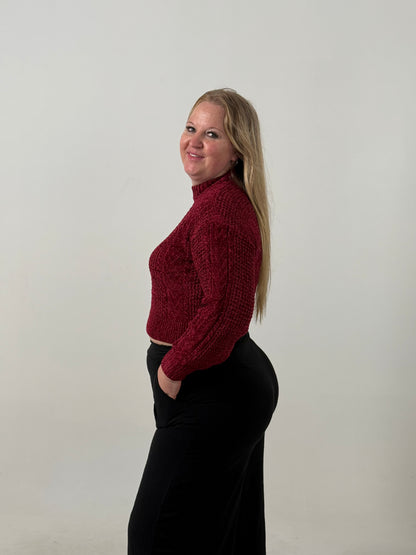 Sweater Tejido Cuello Alto en Tono Bordo – Elegante y Súper Abrigado