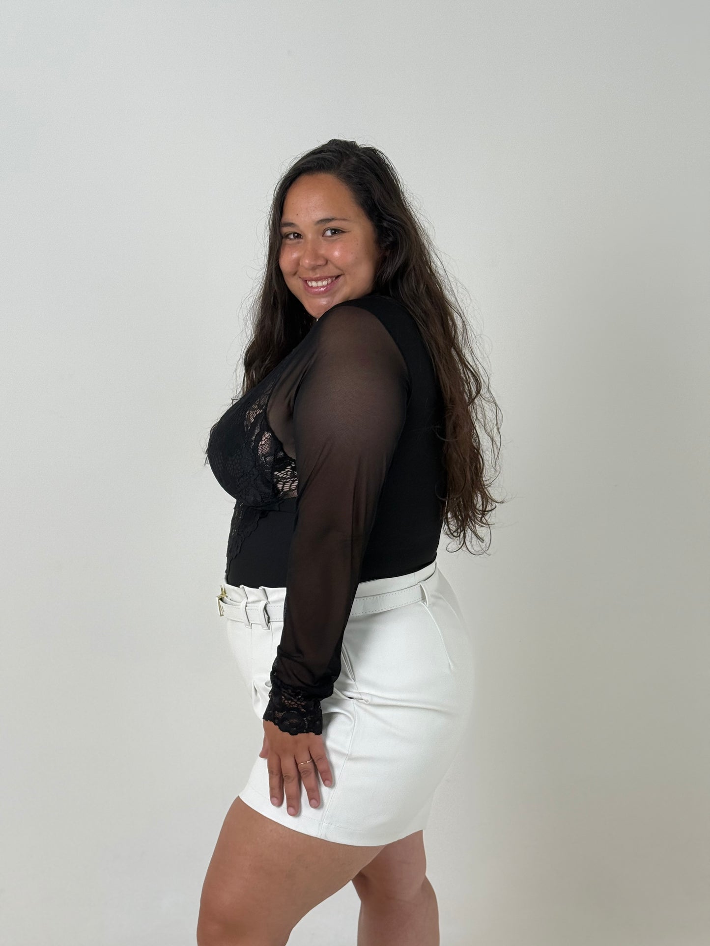 Body con Diseño Tul – Negro